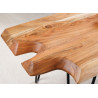 Table basse originale bois d'acacia et pied épingle en métal noir