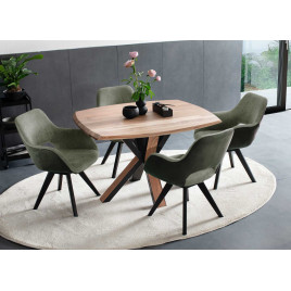 Table à manger 120 cm bois d'acacia et métal noir