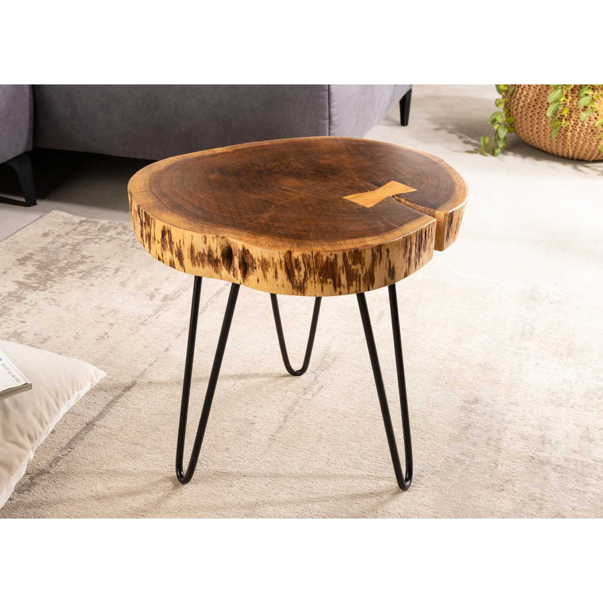 Table d'appoint ronde bois d'acacia 40 cm