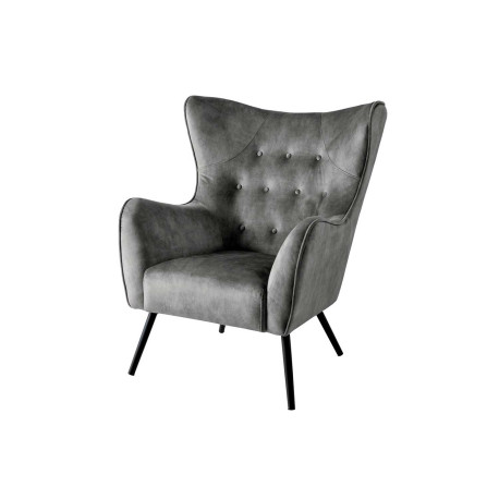 Fauteuil design velours gris style rétro