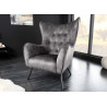 Fauteuil design velours gris style rétro