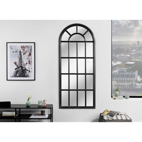 Miroir mural fenêtre 140 cm noir