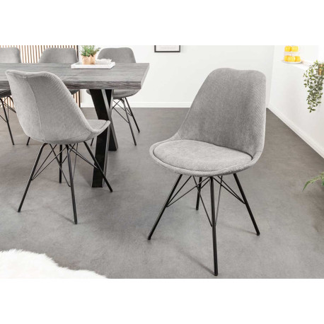 Lot de 4 chaises en velours côtelé gris