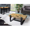 Table basse en verre et teck 130 cm