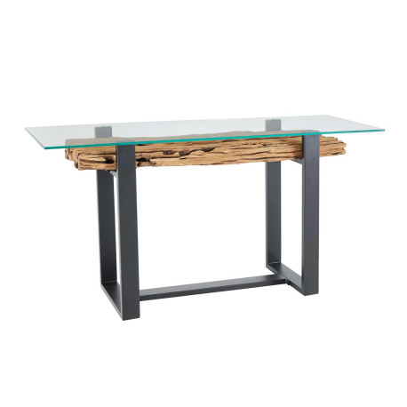 Table console 150 cm verre et teck