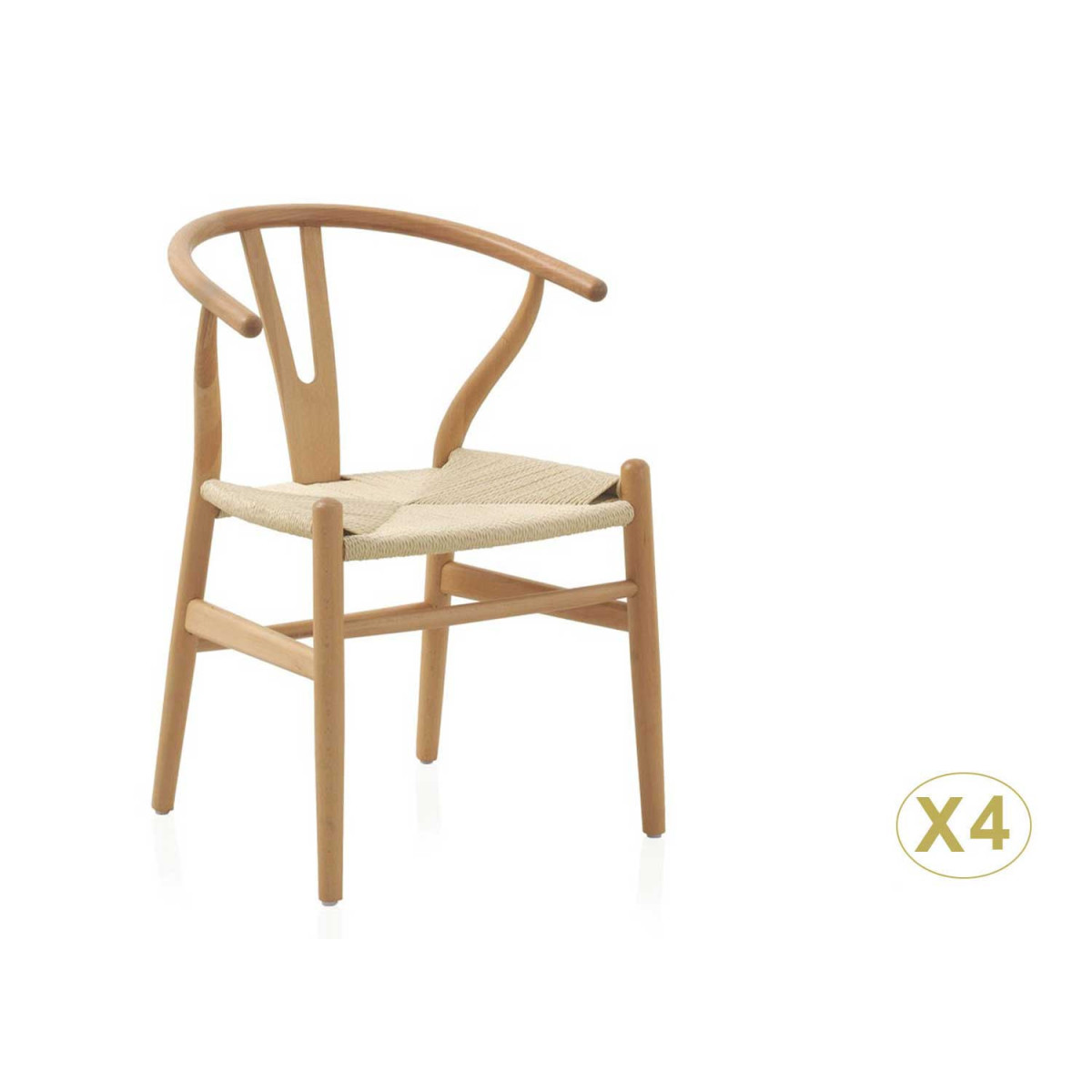 Chaises de salle à manger en bois et corde