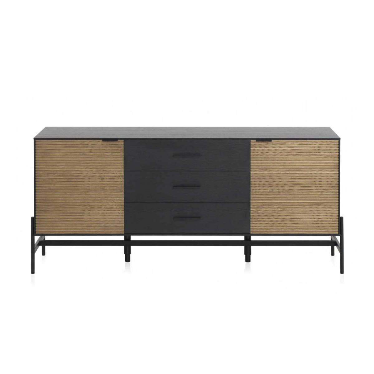 Buffet noir avec portes bois de manguier 164 cm