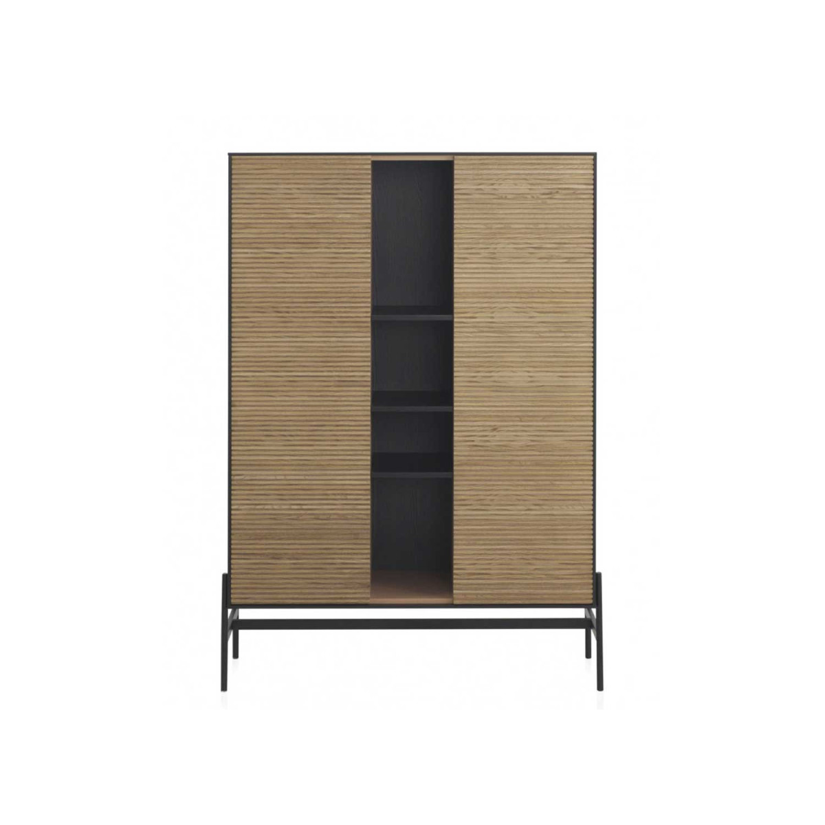 Buffet haut rétro noir et bois naturel 156 cm