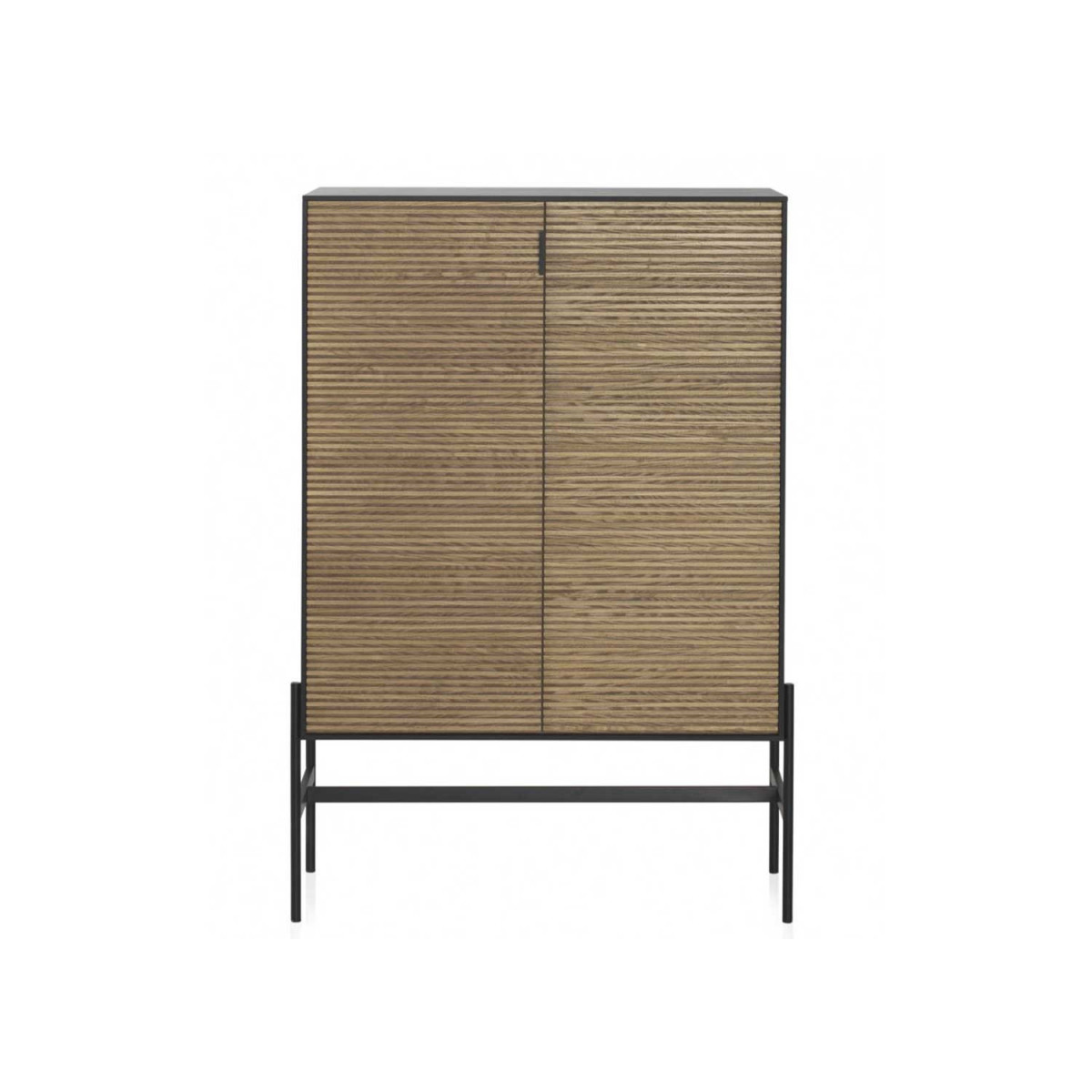 Meuble de rangement rétro noir et bois naturel 136 cm