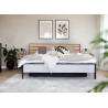 Lit moderne relevable 160 gris et noir avec tête de lit chêne éclairée