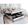 Lit moderne relevable 160 gris et noir avec tête de lit chêne éclairée