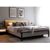 Lit moderne relevable 160 gris et noir avec tête de lit chêne éclairée