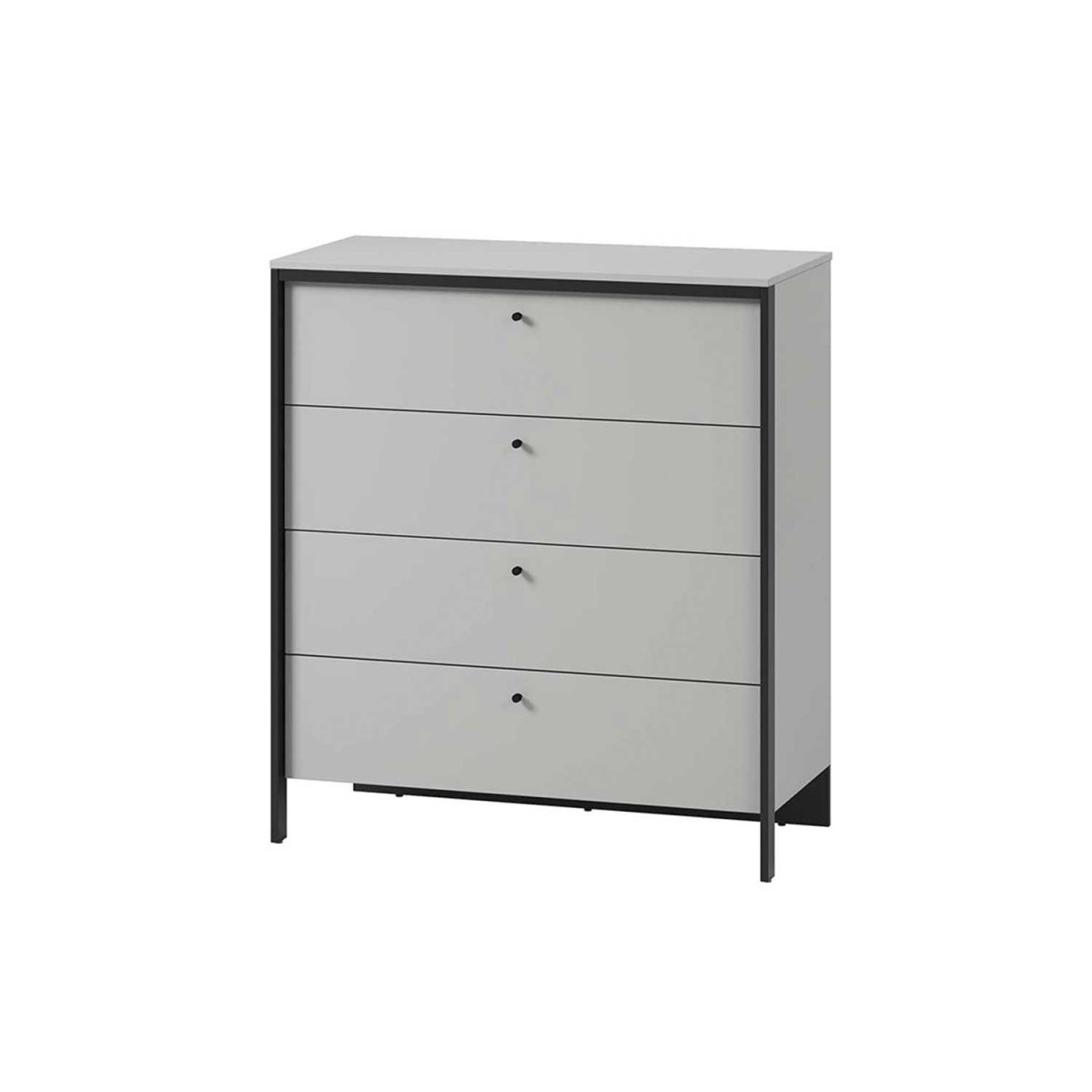 Commode 4 tiroirs grise et noir avec éclairage