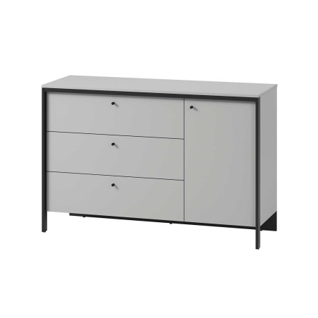 Commode 3 tiroirs et 1 porte grise et noir avec éclairage