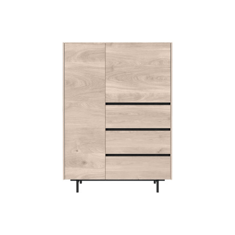 Buffet haut 2 portes et 3 tiroirs chêne et noir