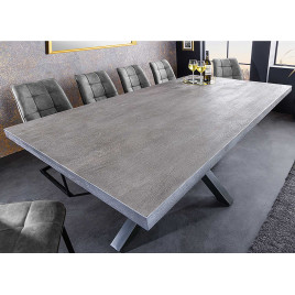 Table de salle à manger 2m bois de manguier gris et métal noir