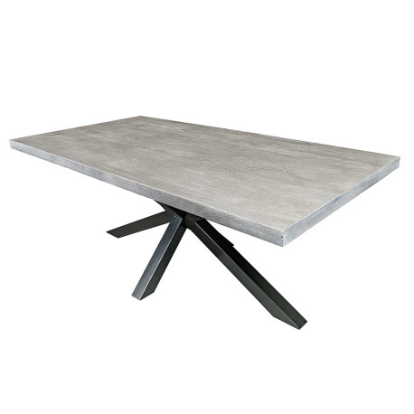 Table de salle à manger 2m bois de manguier gris et métal noir