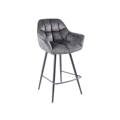 Lot de 2 tabouret de bar papillon velours gris