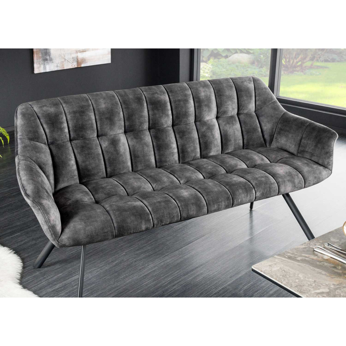 Banquette papillon 165 cm velours gris