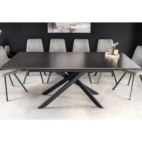 Table de salle à manger anthracite allonge centrale 160-200 cm