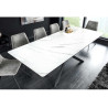 Table de salle à manger aspect marbre blanc allonge centrale 160-200 cm