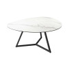 Table basse 90 cm forme galet céramique blanc