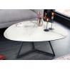 Table basse 90 cm forme galet céramique blanc