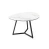 Table basse salon 70 cm forme galet céramique blanc