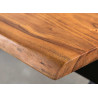 Table basse de salon 120 cm acacia miel et métal noir