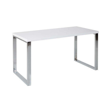 Bureau blanc brillant et pieds chromés 120 cm