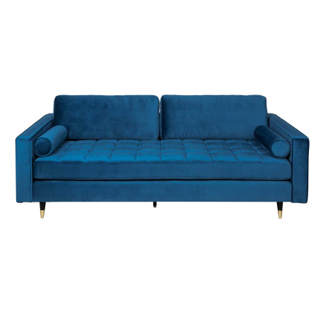 Canapé velours bleu 3 places 220 cm