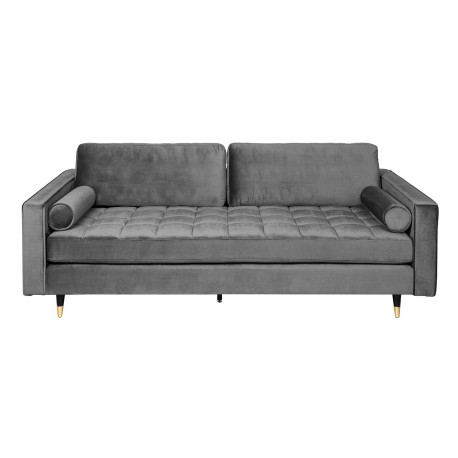 Canapé velours gris 3 places 220 cm