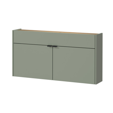 Meuble d'entrée suspendu design vert sauge et chêne