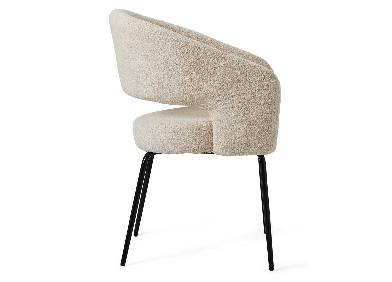 Chaises de salle à manger en tissu bouclé beige - Cbc-Meubles