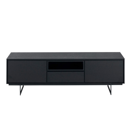 Meuble tv 160 cm chêne noir avec rangements