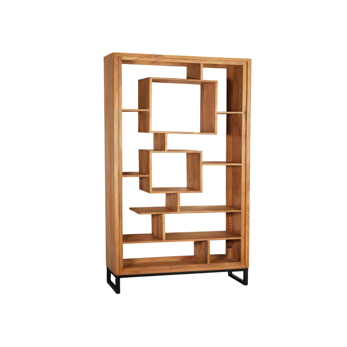 Étagère de rangement 190 cm bois massif et métal