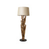 Lampadaire sur pied 150 cm teck et abat jour en tissu beige