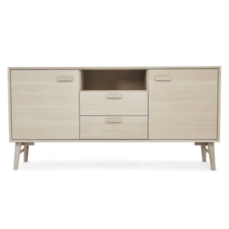 Buffet design 160 cm chêne blanchi 2 portes et 2 tiroirs