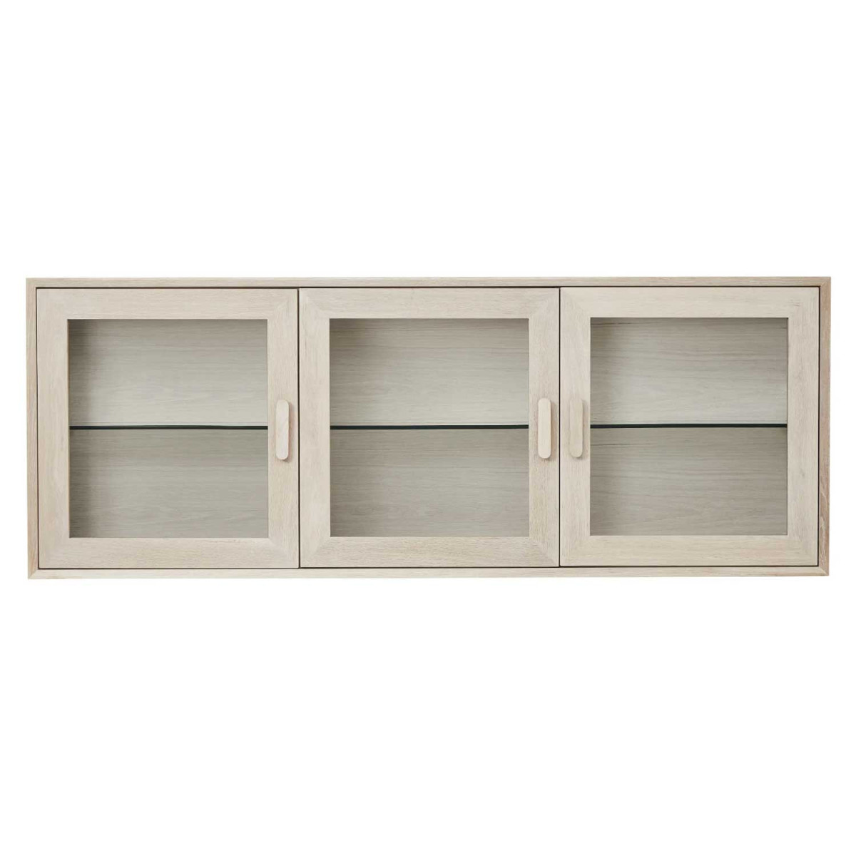 Vitrine murale 3 portes 160 cm chêne blanchi