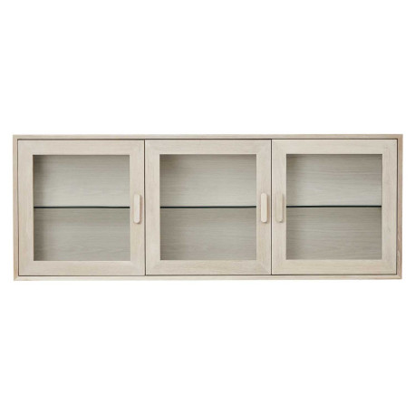 Vitrine murale 3 portes 160 cm chêne blanchi