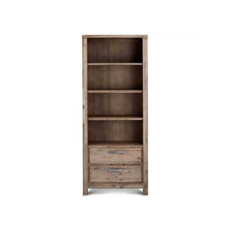 Bibliothèque meuble étagère bois brun 2 tiroirs et 4 niches
