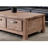 Table basse rectangulaire 120 cm bois brun 4 tiroirs