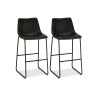 Lot de 2 chaises de bar cuir synthétique noir avec repose pieds