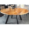 Table à manger ronde 145 cm bois de manguier et métal noir