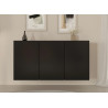 Buffet design suspendu noir 160 cm 3 portes