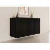 Buffet design suspendu noir 160 cm 3 portes