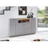 Buffet haut design gris 4 portes et 1 porte abattante en verre