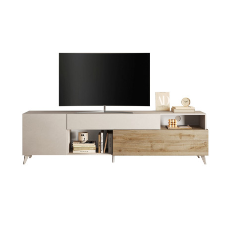 Meuble tv contemporain 2m41 cashmere et chêne