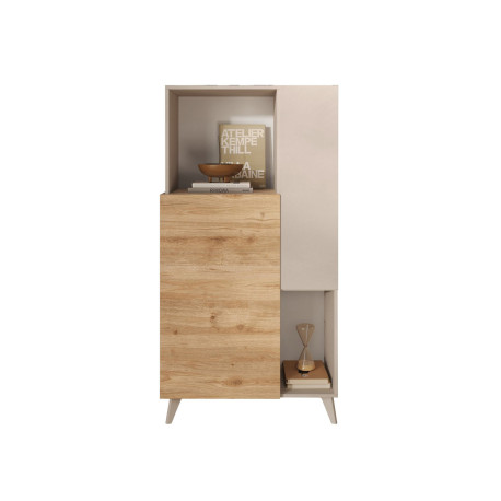 Meuble de rangement 154 cm 2 portes cashmere et chêne