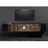Meuble tv suspendu manguier noir et détails dorés 160 cm